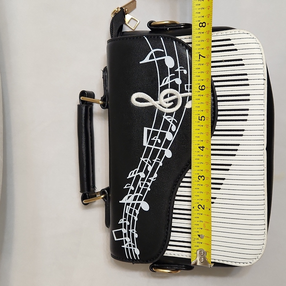 Musical Note Piano Black and White Hand And Shoulder Bag - Picture 7 of 13